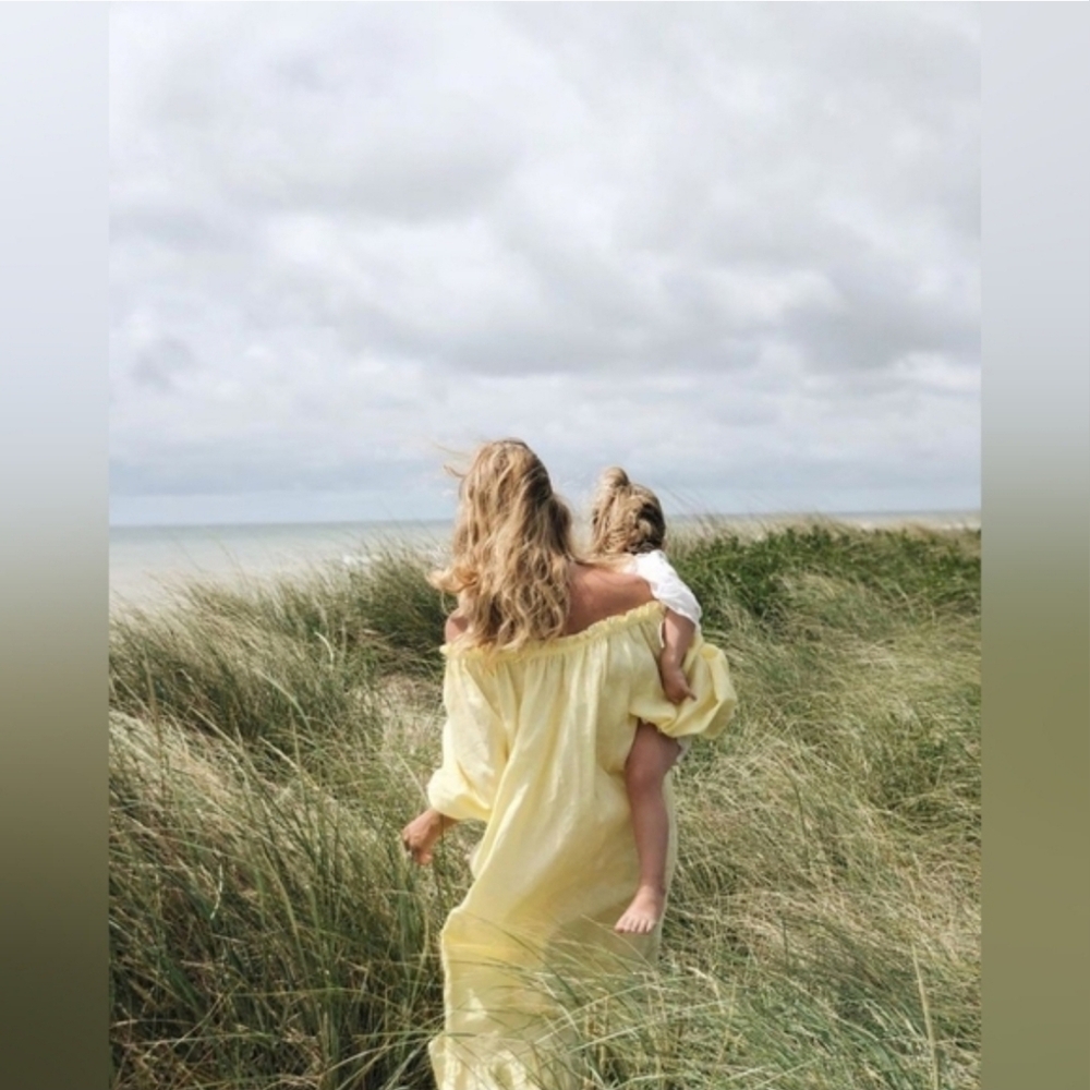 Sleeper 100% linen yellow lounge dress